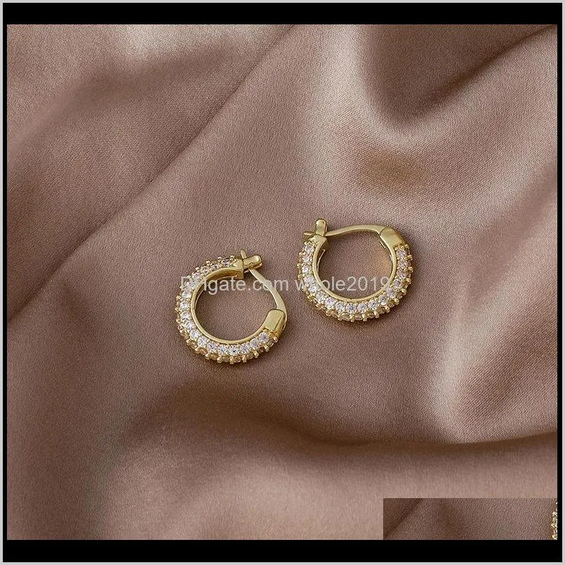 lovoacc minimalist bling cz zircon hoop earrings for women femme gold color brass circle geometric statement earrings pendientes