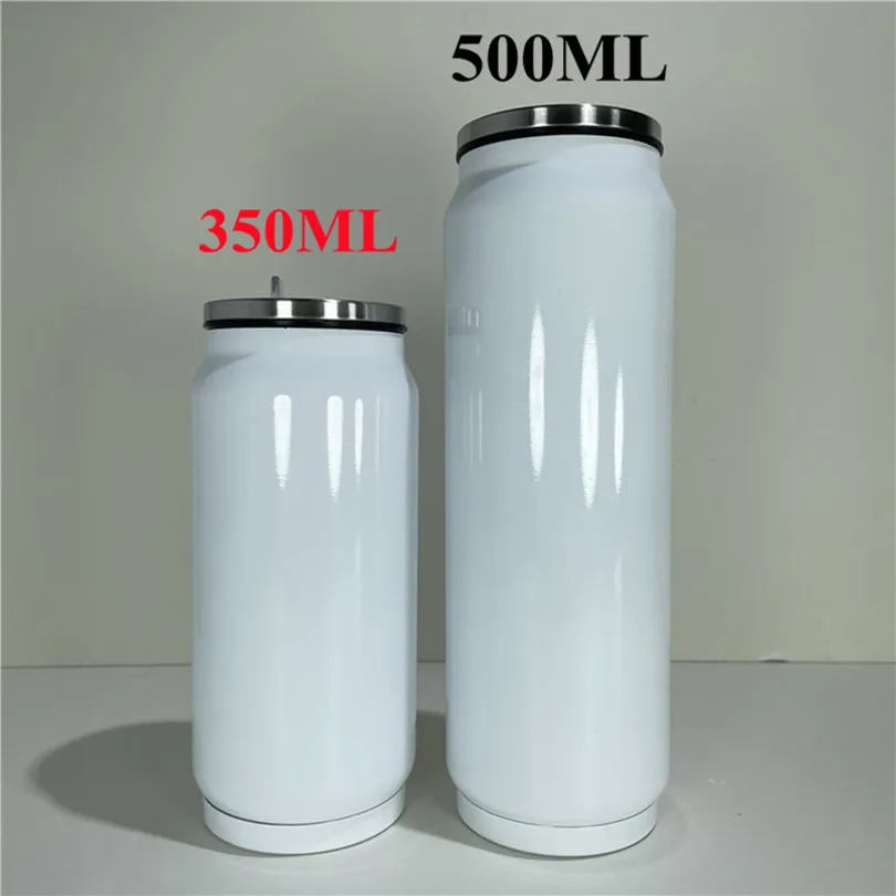 Sublimation 500ml Cola cans water bottle soda can tumbler double wall stainless steel insulated vacuum glass with lid sublimation blank for DIY