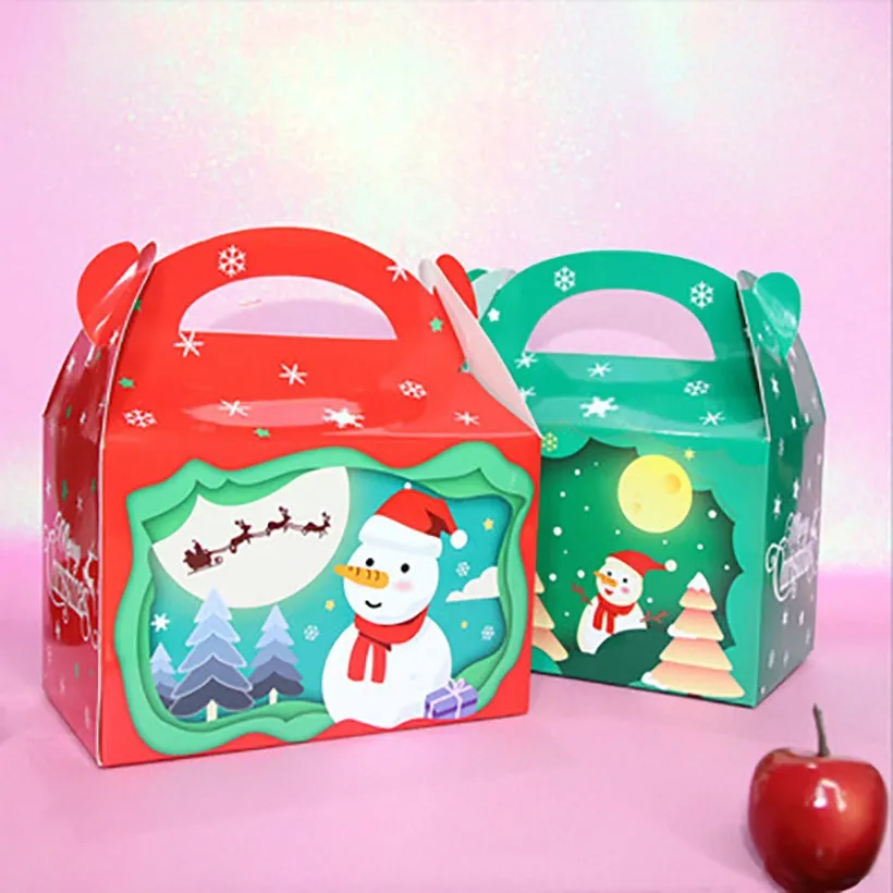 3d Boże Narodzenie Treść Pudełka na wakacje Xmas prezentuje Papier Pudełko Party Favor Supplies Candy Cookie Wrapping Boxes Elf Santa Snowman Renifer FHH21-843