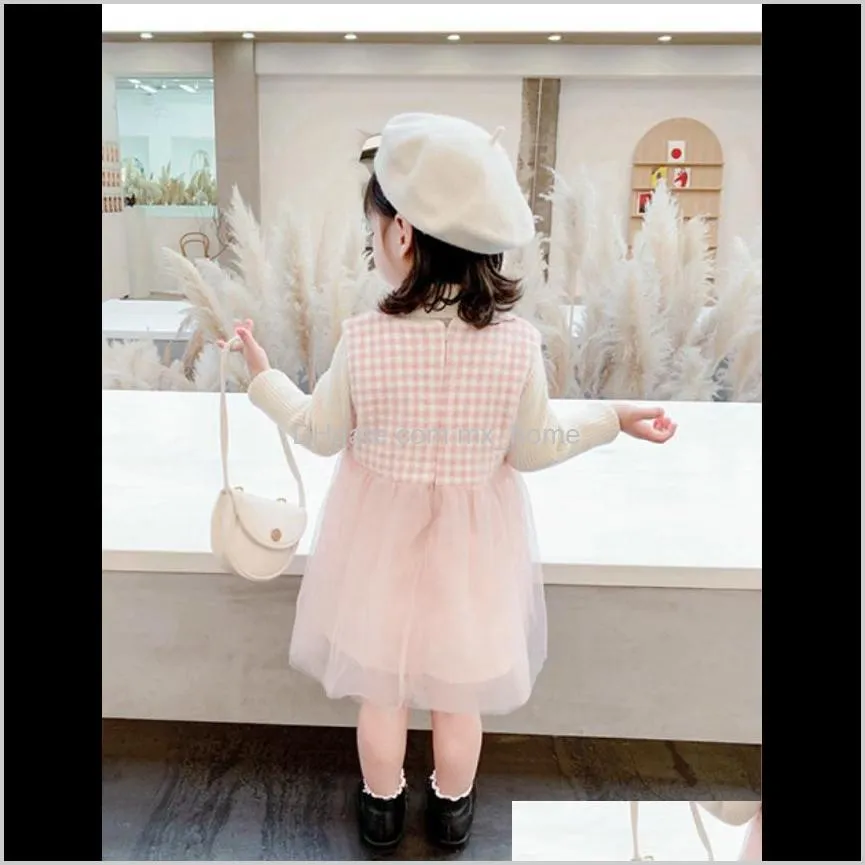 girls` winter dress suit version of children`s fashion two piece plush princess skirt for children`s middle and large children