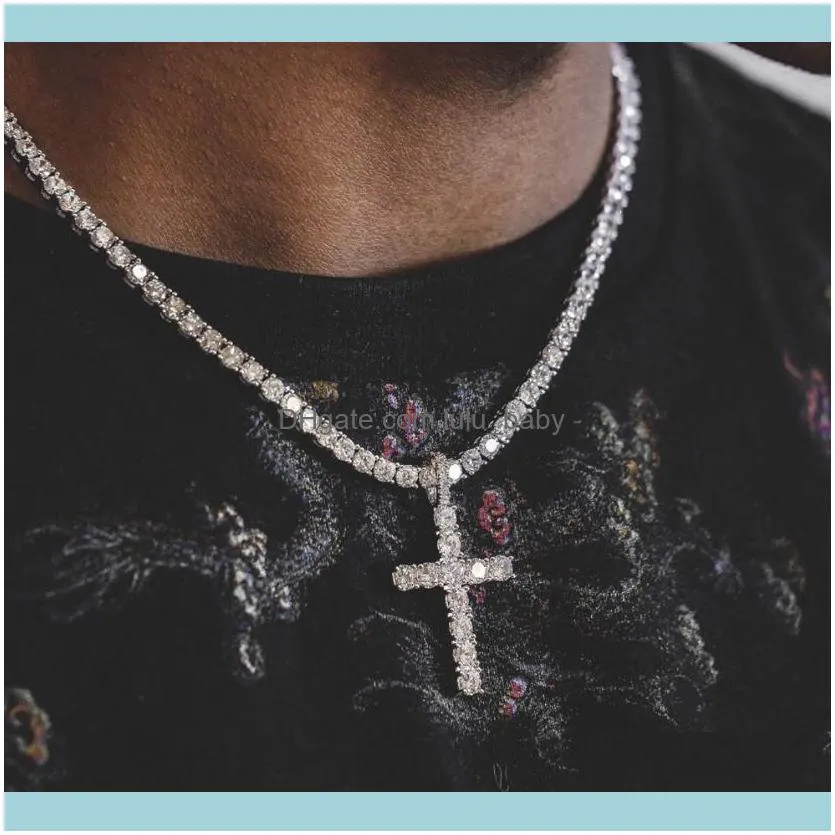 Chains Crystal Cross Necklace For Women Men Luxury Full Rhinestone Smooth Snake Chain Thick Linked Lady Choker Boy Girl Vintage