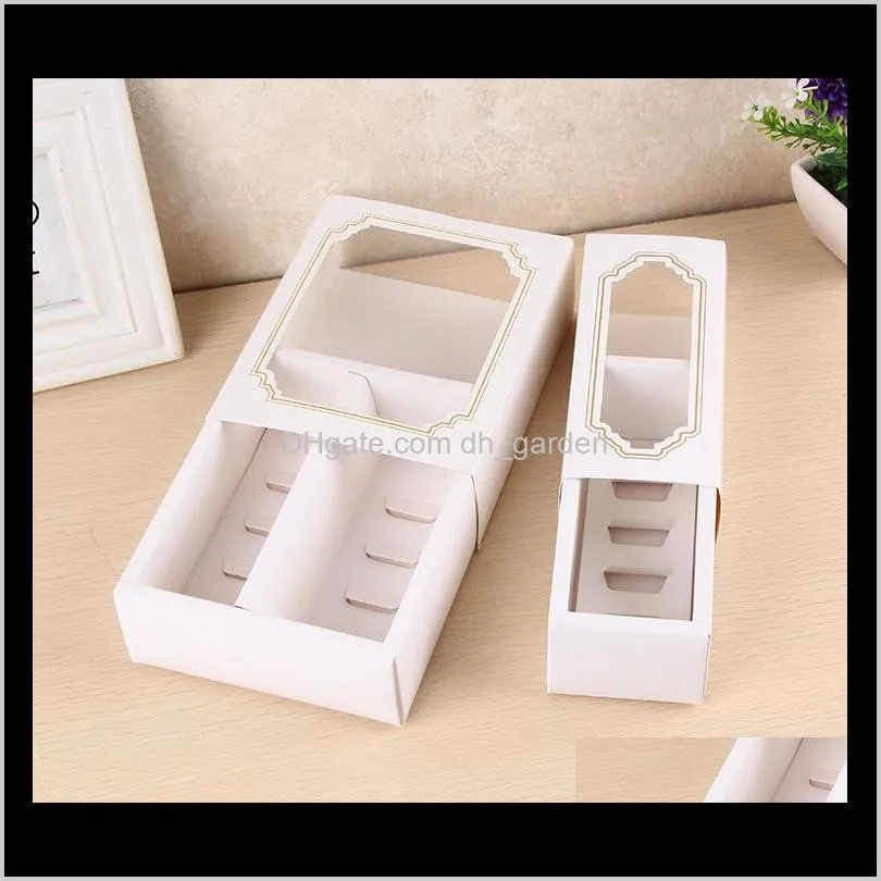 macaron packing boxes wedding party 5/10 pack cake storage biscuit clear window paper box cake decoration baking ornaments sn2365