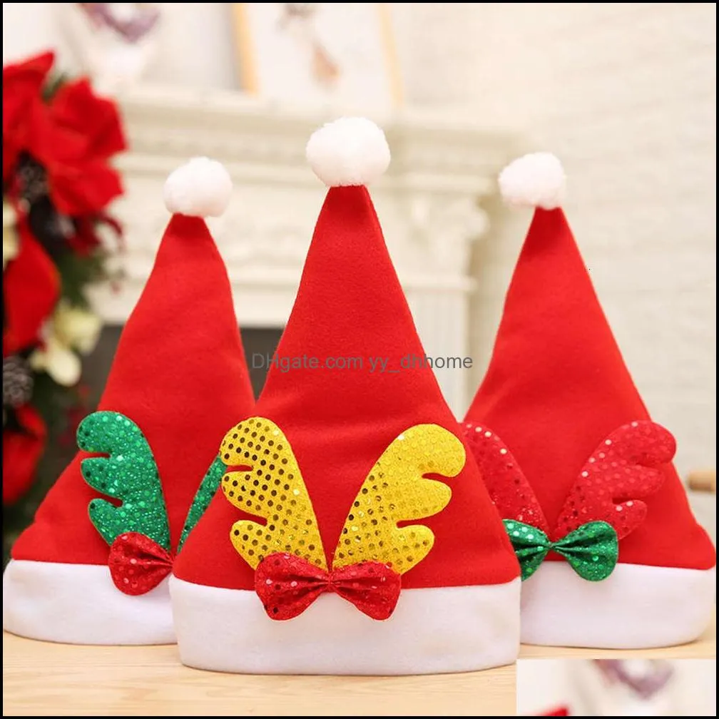 Christmas hat Unisex adult children Santa Xmas Holiday For festive party New year poison Decor red and white caps