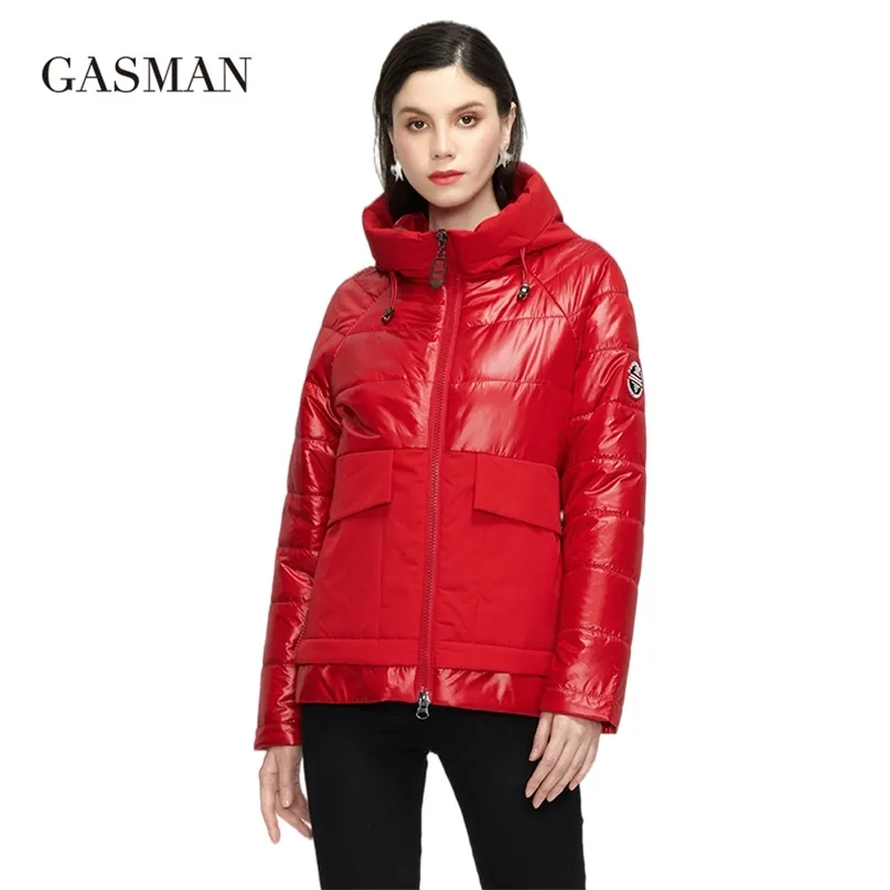 GASMAN Designer Spring Warm Cotton parka Women Coat Short fashion casual Stand-up Collar hooded Women's Autumn jacket 81070 210923