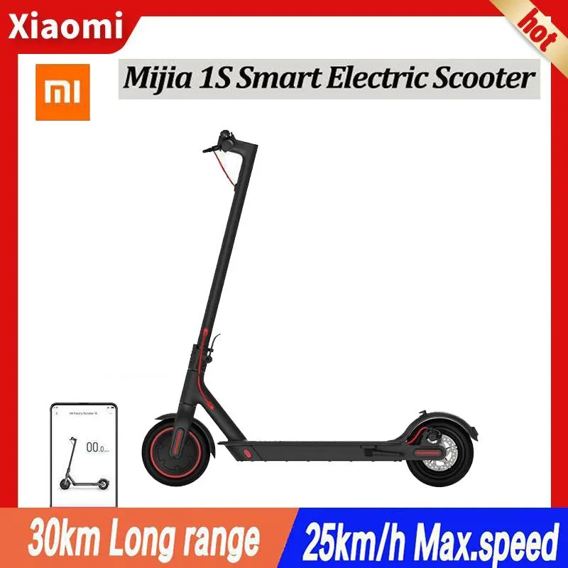 (Incluido del IVA) EU stock Xiaomi MIJIA Scooter eléctrico 1S Mini Smart Plackable Longboard Adulto 30km Batería 250W Motor Versión China con un adaptador EURO