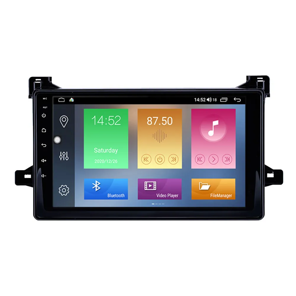 Car Dvd Radio Player for Toyota Prius-2016 Multimedia System Android Carplay 9 Inch Gps Navigation Bluetooth 3G Wifi Digital TV Rearview Camera DVR OBD II