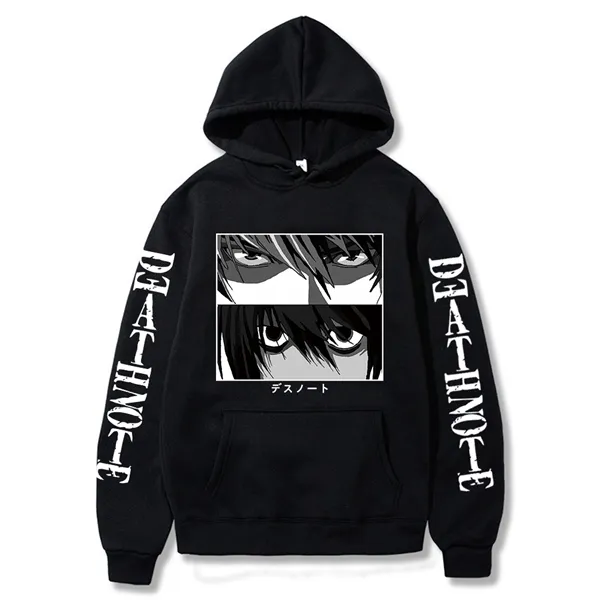 Death Note Hoodie Kira L Lawliet Eyes Anime Imprimer Harajuku Street Manches Longues Couple Coréen Hoodies Y0809