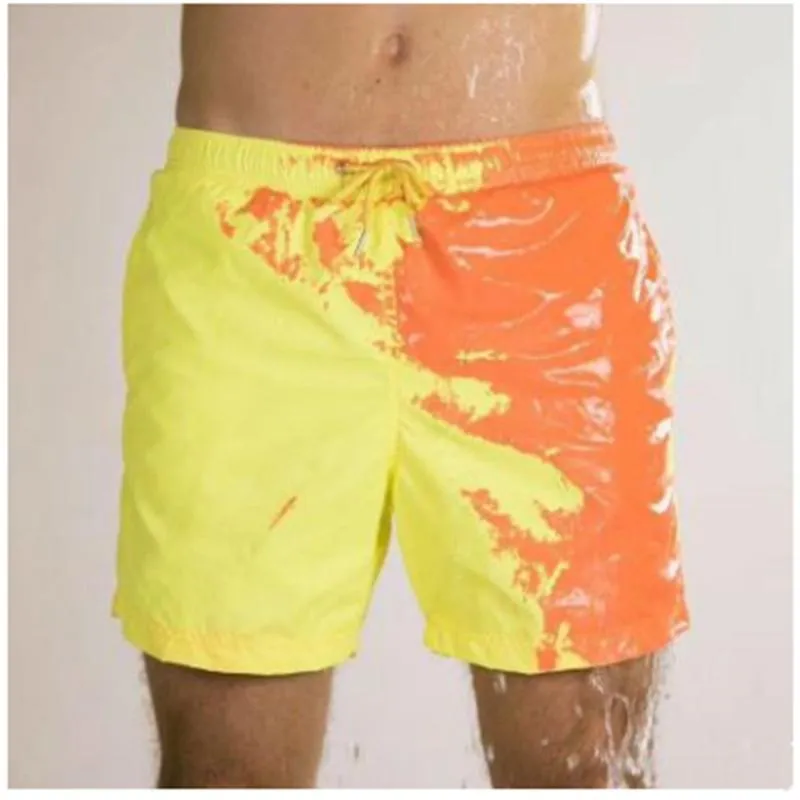 Мужские пляжные шорты волшебные изменения цвета купальник быстрый сухим после столкновения воды с температурой 2021 мужчин