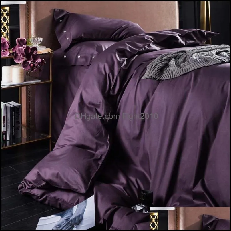 Bedding Sets Nordic Purple Egyptian Cotton Bedlinens Twin Queen King Size Family Set Duvet Cover Fitted Sheet