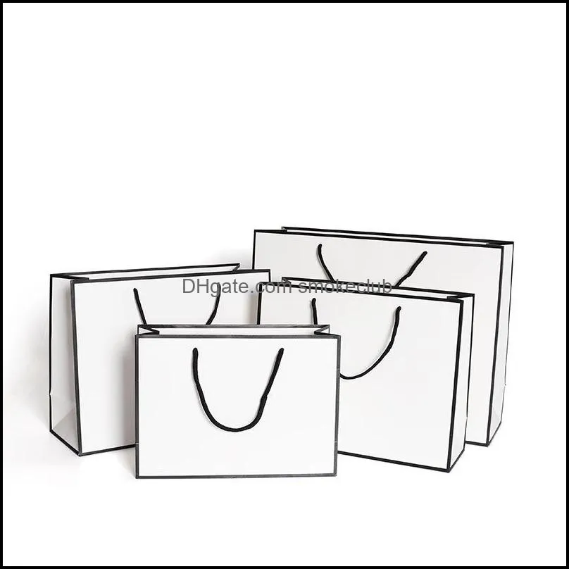 Gift Wrap 10pcs 28x20x10cm Large White Kraft Paper Packaging Bag Garment With Handles Small Black Shopping