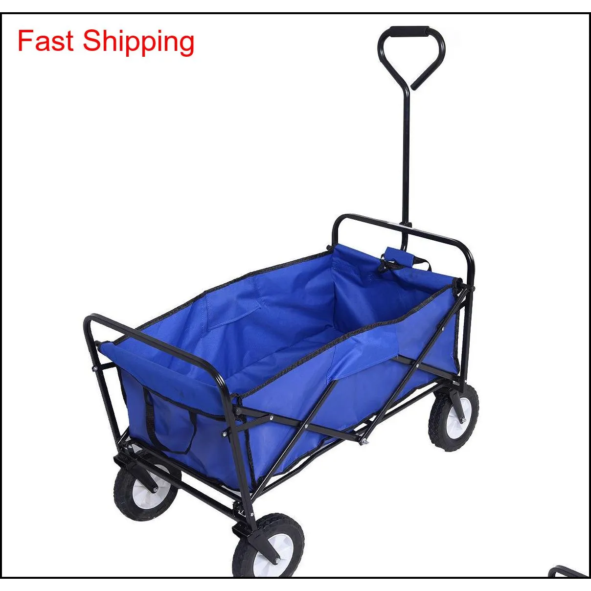 collapsible folding wagon cart garden buggy shopping beach toy sports blue