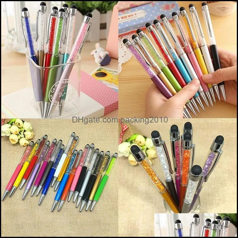 Kawaii Cute Bling Crystal Diamond Ballpoint Pen Touch Screen Ballpen Stationery Canates Escolar School Writing Supplies