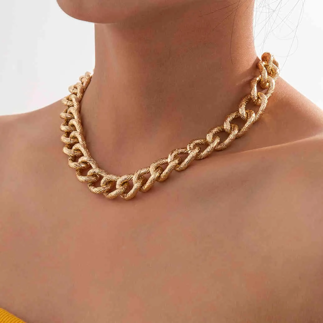 Högkvalitativ punklås choker halsband hänge kvinnor krage uttalande märke guld färg chunky tjocka kedja halsband steampunk män