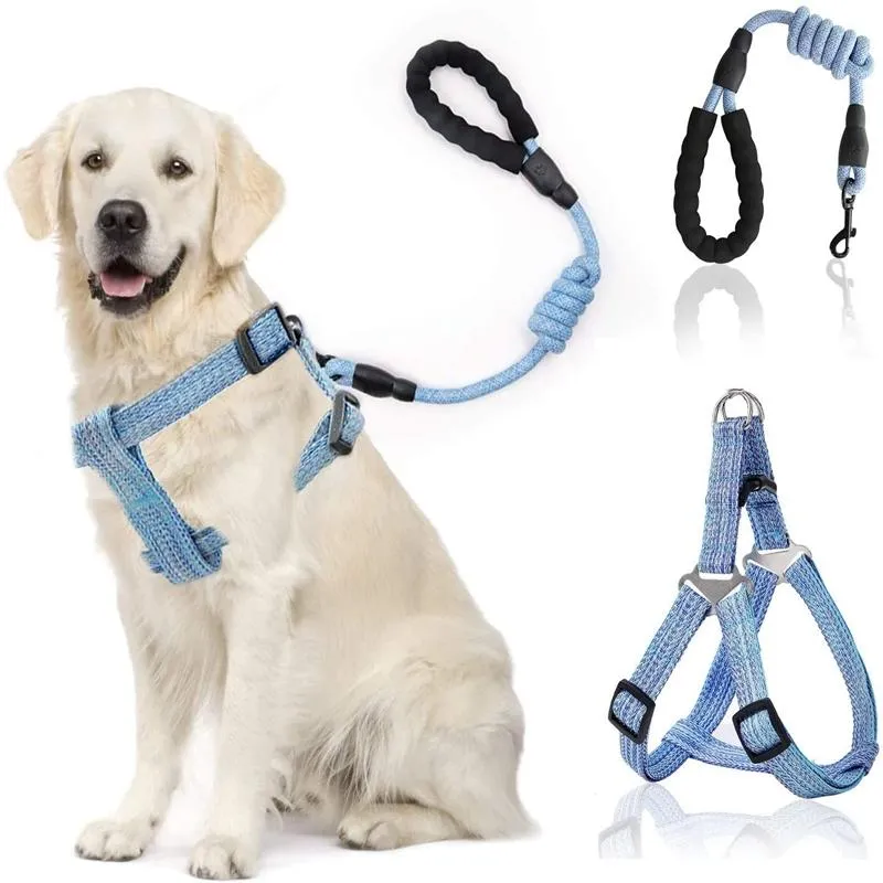 Dog Harness Leash Rope Set Adjustable Dogs Chest Back Traction Puppy Pet Nylon Durable Outdoor Walking Chain Belt Collars & Leashes