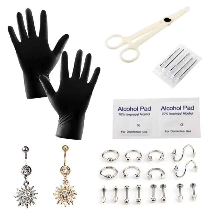 Andere 27pcs Dermal Piercing Kit Tool Set Professionele neusbuik naald sets kraakbeengereedschap vrouwen titanium body sieraden