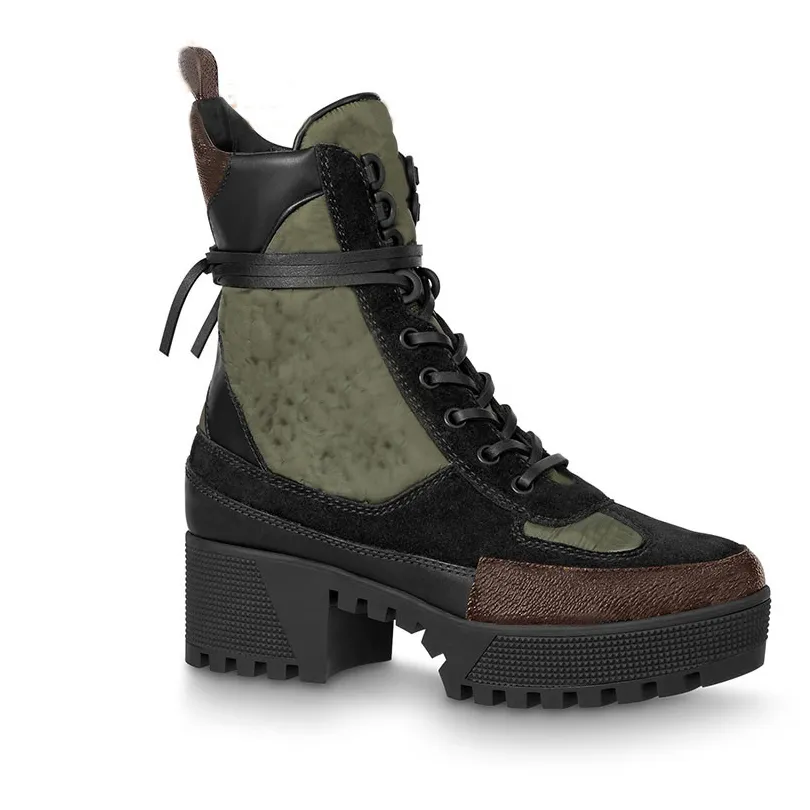 Classic Letter Boots Winter Coarse Heel Women Designer Shoes 100