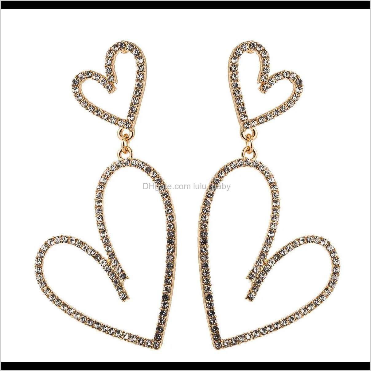 earrings style multi-layer size hollowed-out love-shaped rhinestone diamond earrings female girls` sweet and beautiful earrings