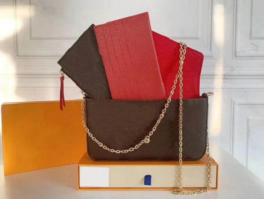 Luxurys Designer-Taschen Handtasche Geldbörsen Frau Mode Clutch Geldbörse Druck Monogrames Empreinte Multi Pochette Felicie Kettentasche mit Box DustBag