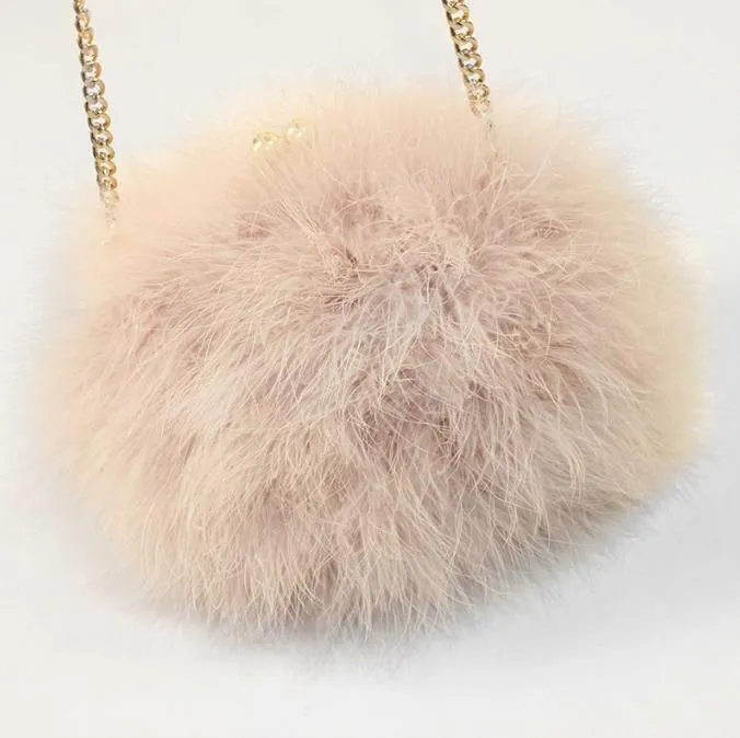 Shoulder Bags Fur Bag Women Luxury Designer Ostrich Feathers Evening Party Handbag Fall Winter Pink Green Drop Ship