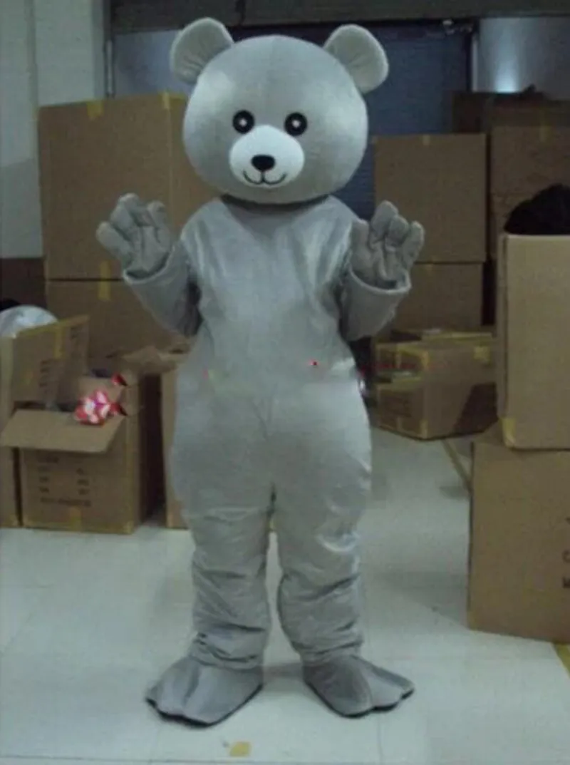 Halloween mignon gris ours mascotte Costume de qualité de qualité de qualité Carnival Unisexe Adults tenue Robe de fête d'anniversaire de Noël