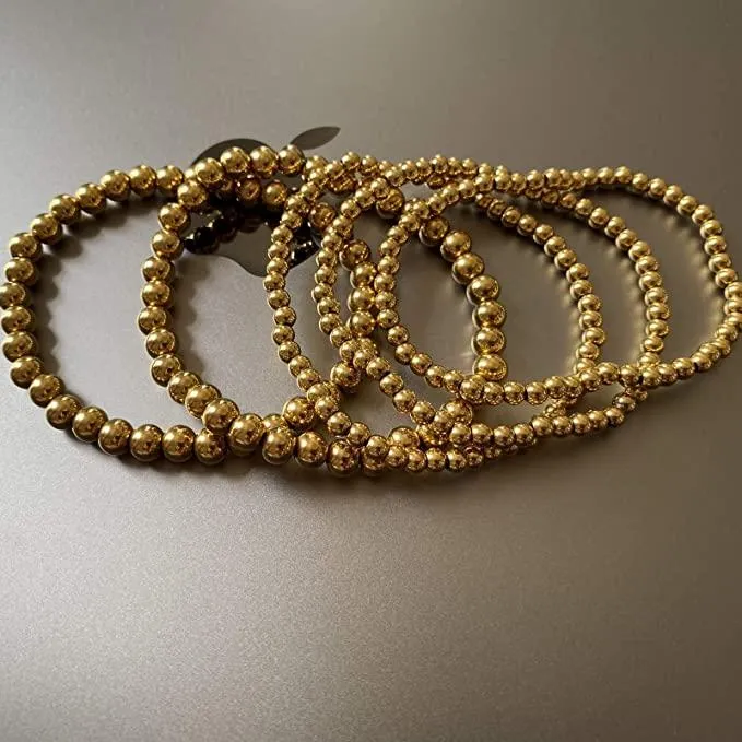 Perlen, Stränge 3 Teile/satz 4/5/6mm Stretch Armbänder Gold Kugeln Silber Farbe Schmuck Elastische Erweiterbare Schnur Seil Pulseras Seien fit für Frauen