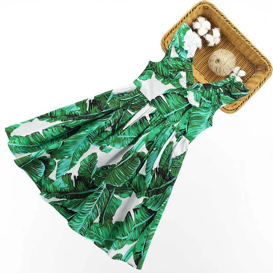 Sommerkleid für Mädchen Blatt Strandkleid Kinder ärmelloses Kleid Sommer Mädchen Kleidung 2020 neueste Kinder Kleidung Infant Vestidos Q0716
