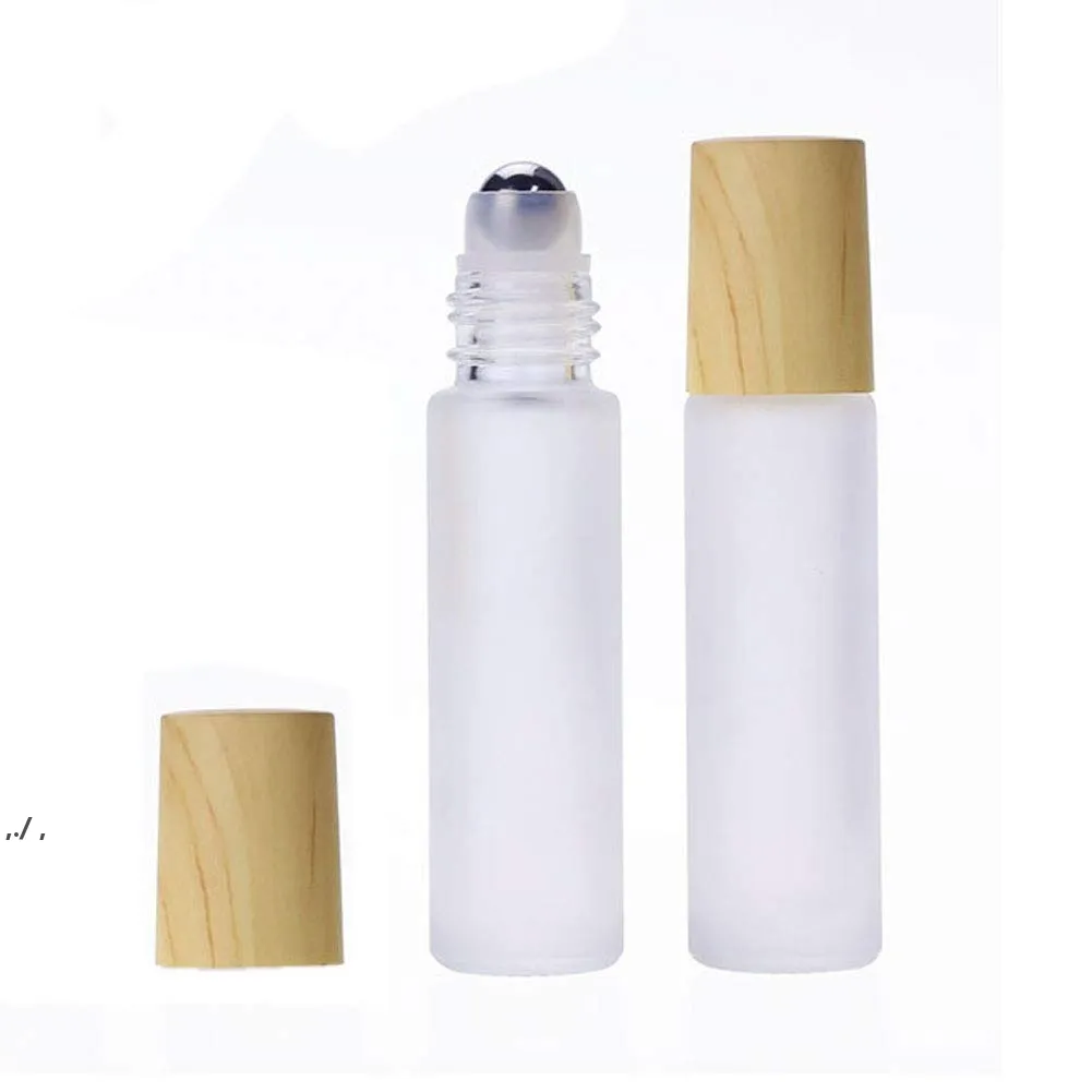 Recipientes cosméticos de vidro com tampa de grão de madeira, frasco redondo de 30ml, garrafas do conta-gotas de 20ml, garrafas de rolos de 10ml para o óleo essencial RRE10621