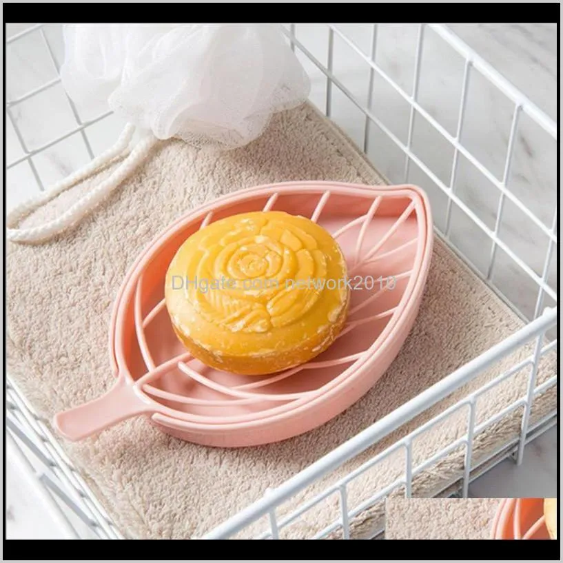 hot double wall plastic leaf shape soap dishes soap tray holder storage soap rack plate box container for bath shower bathroom