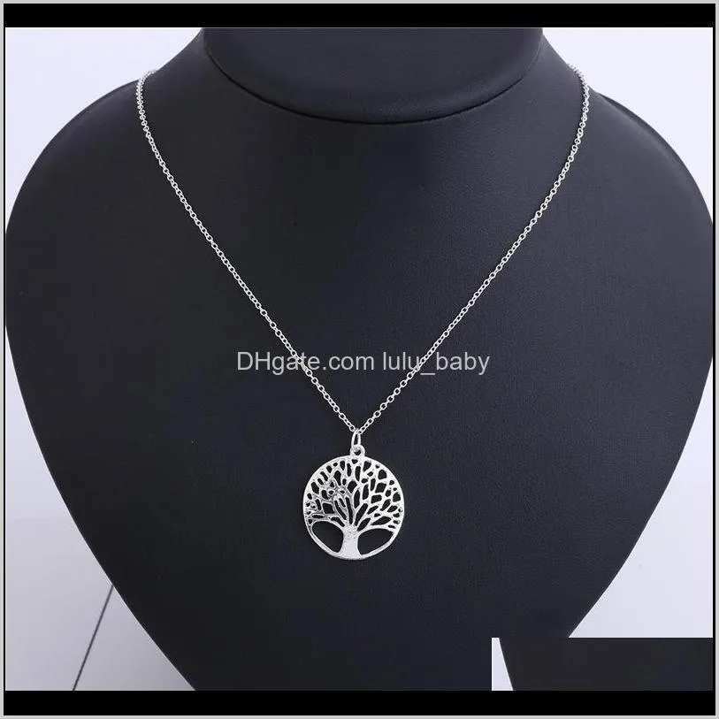 Pendant 925 Jewelry Sier Color Women Pendants Necklaces The Tree Of Life Es For Girl Gift Zwxh9 Eagva