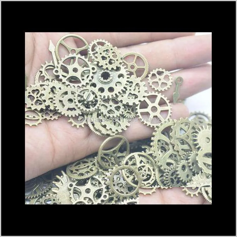 100g mix alloy steampunk gears diy jewelry accessories gears cog wheel charms pendant fit bracelet accessories jewelry making 