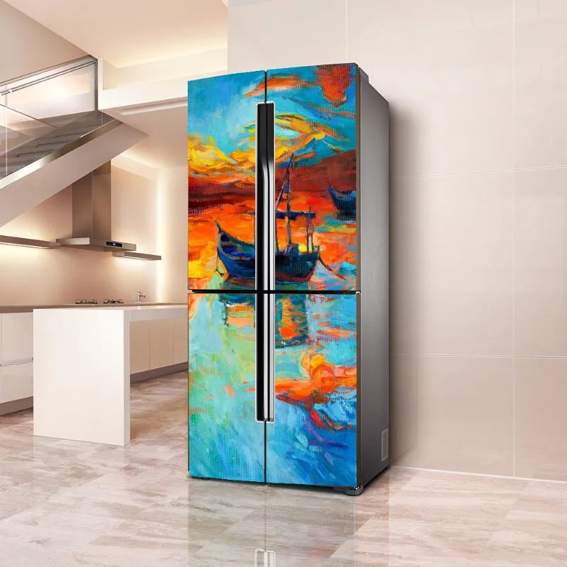 Wall Stickers 3D Fridge Home Art Door Cover Wallpaper Sticker Refrigerator Wrap Freezer Skin Decor Kitchen Accessories