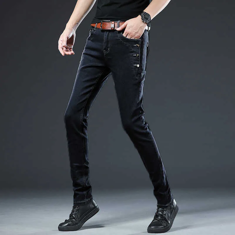 Marca 2021 Novas Chegadas Jeans Homens Qualidade Casual Masculino Denim Calças Straight Slim Fit Dark Cinzento Calças Grey Yong Man Y0927