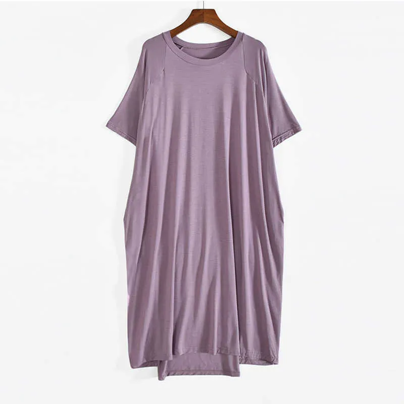 Kvinnor Lång sommarklänning Svart Casual 7 Färger O-Neck Korean Fashion Beach Modal Evening Klänningar Vestidos Femininos Verao 210625