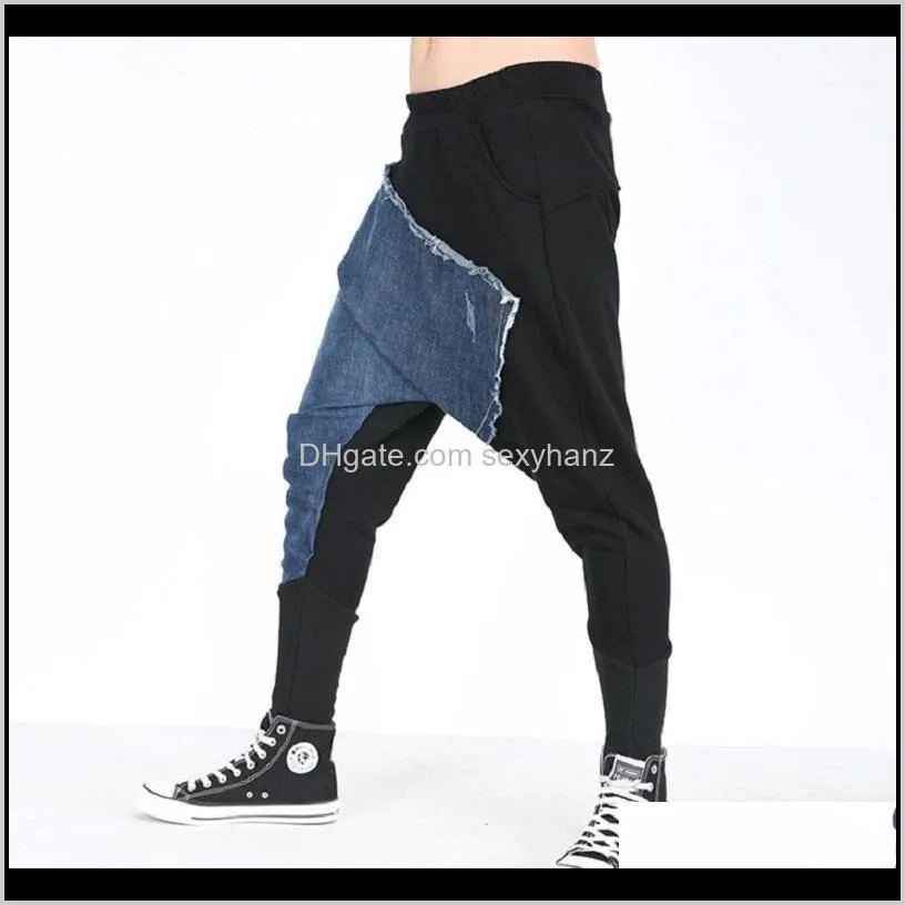 Pantalones Colombianos Vaqueros Mens Hip Hop Dance Baggy Joggers Elastic Waist Harem Denim Pants Hanged Ounsres Men Lod Drop CrotchルーズジーンズFSH291 IW7ZS HNVX6