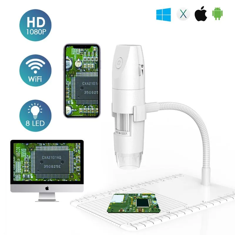 Cameras Wireless Handheld Camera WiFi Digital Microscope USB 1080P Portable With 8 LED Lights 50X-1000X Adjustable