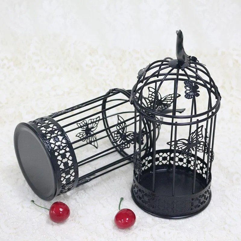 Decoratieve objecten beeldjes flone ​​bruiloft birdcage decoratie woonaccessoires metalen zwarte woonkamer indoor decor