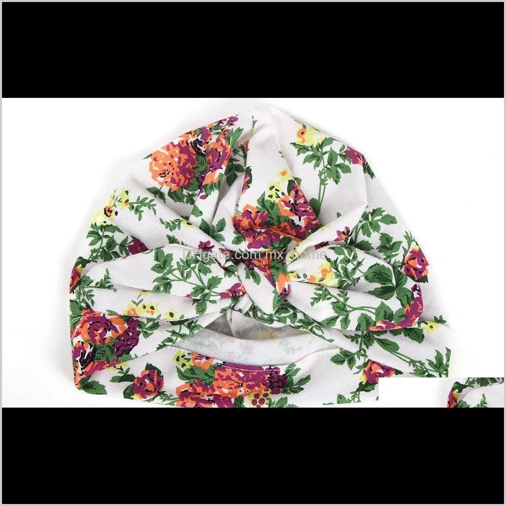 hot sell baby hat newborn floral baby cap kids girl bowknot soft cotton beanie hat head circumference baby accessories