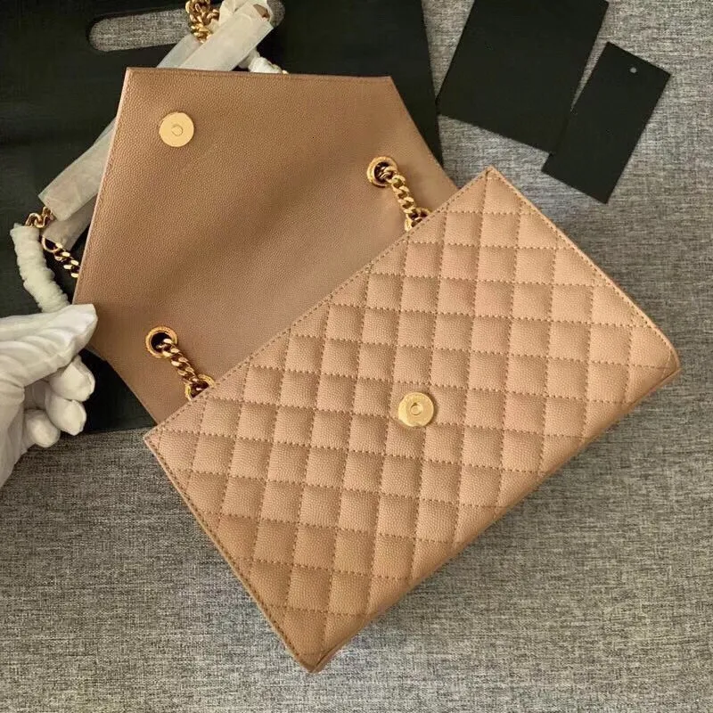 Luxury designer handbag ENVELOPE genuine caviar leather women bag high quality with chain shoulder bag flap bag ladies handbag 24cm 