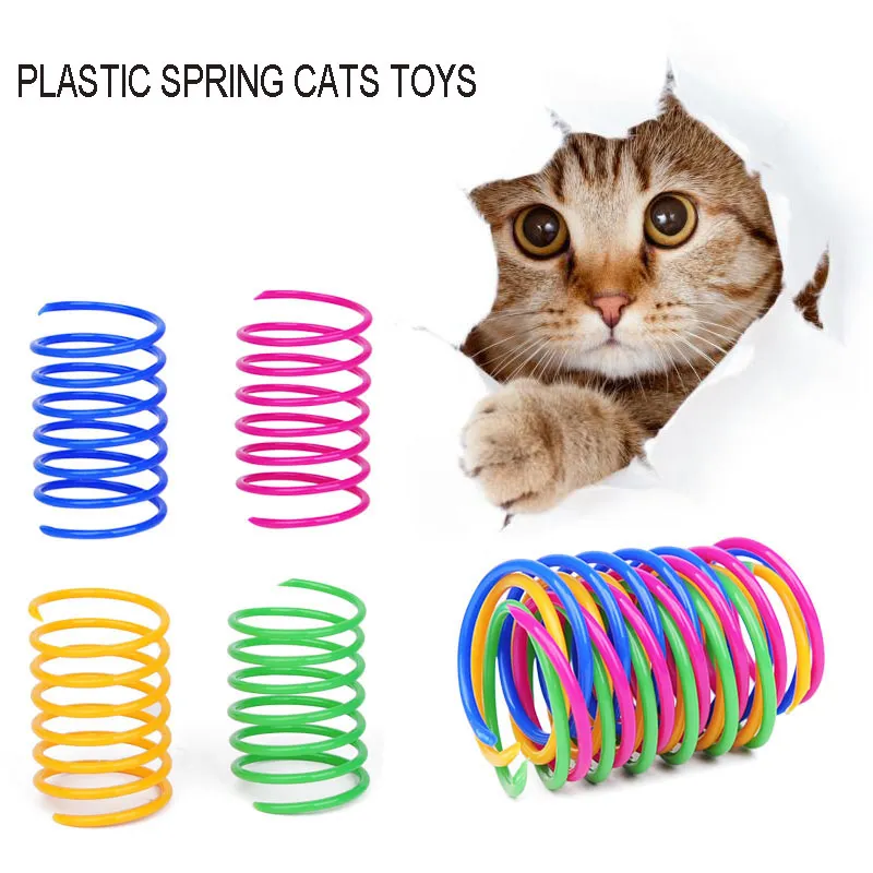 wyprzedaż 4 sztuk / paczka kot plastikowe sprężyny zabawki koty interaktywne zabawka grać w piłkę