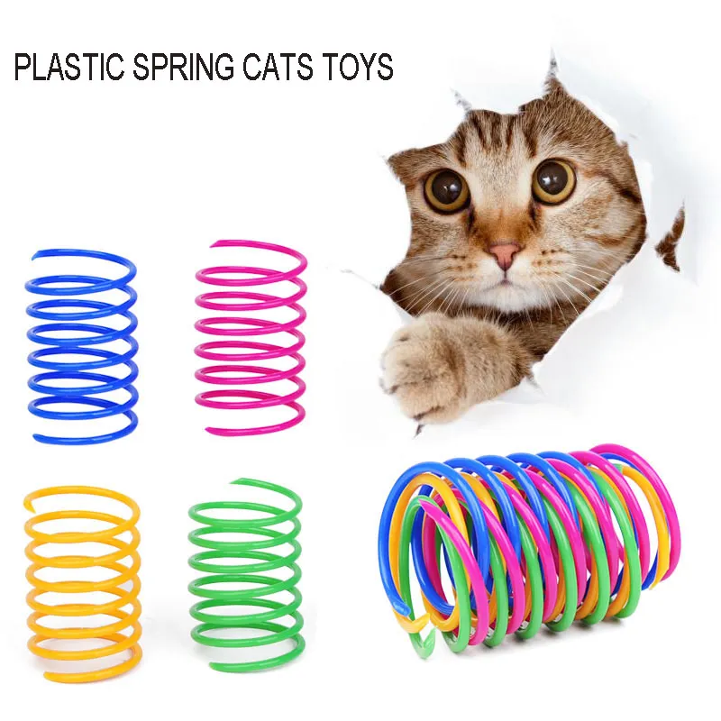 Partihandel 4 st / pack katt plastfjäderleksaker Katter Interaktiv leksaksspel Boll Pet Supplies