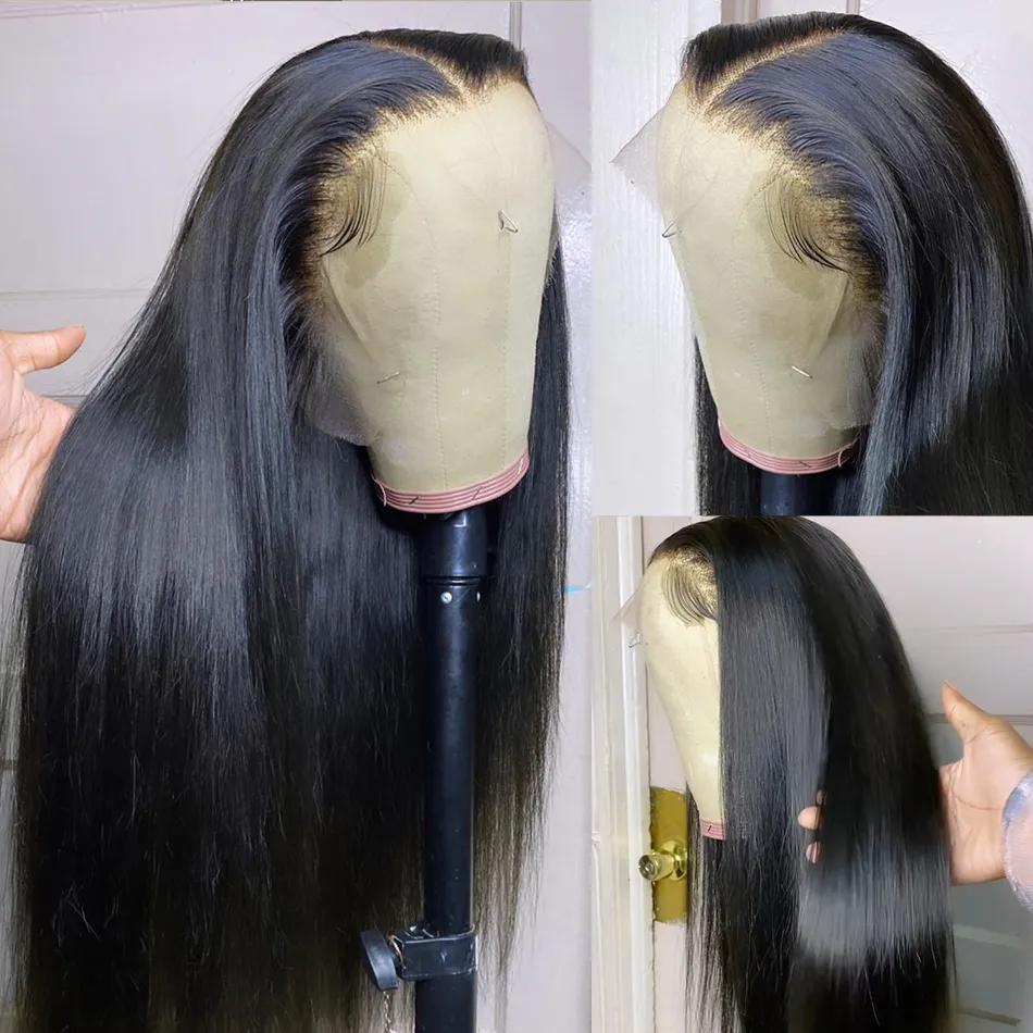 28 30 32 Inch Straight Sheer Lace Front Closure Human Hair Wig 13X4 4x4 Brazilian Hair Wig for Black Women Natural Hairline