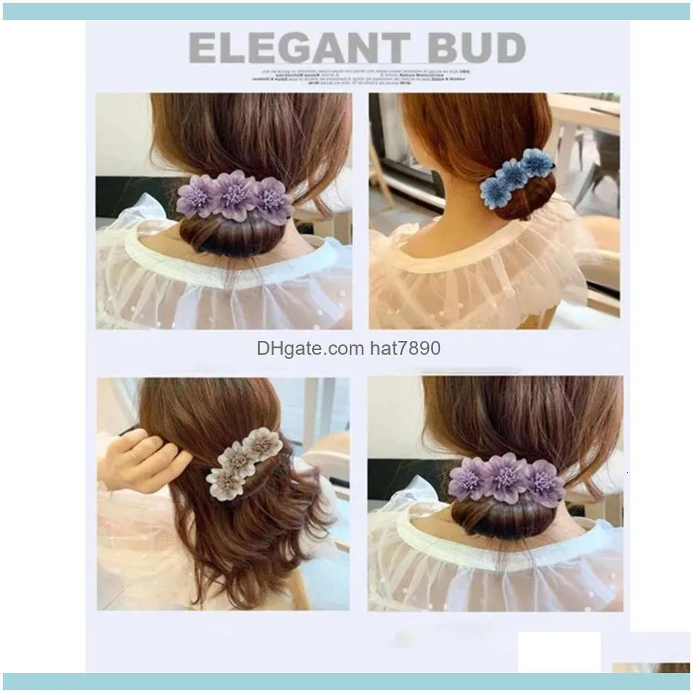 Fashion Women Flower Hair Curls Bun Head Band Maker Magic Making Tools Ribbon Bowknot Accessories