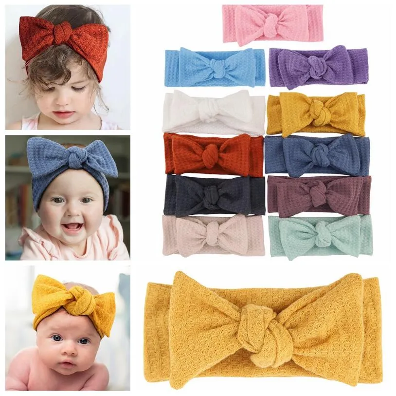 Children Rabbit Ears Hair Ornaments Tie Bow Headband Hoop Stretch Knot Cotton Headbands Accessories For Toddlers Turban ZYY797