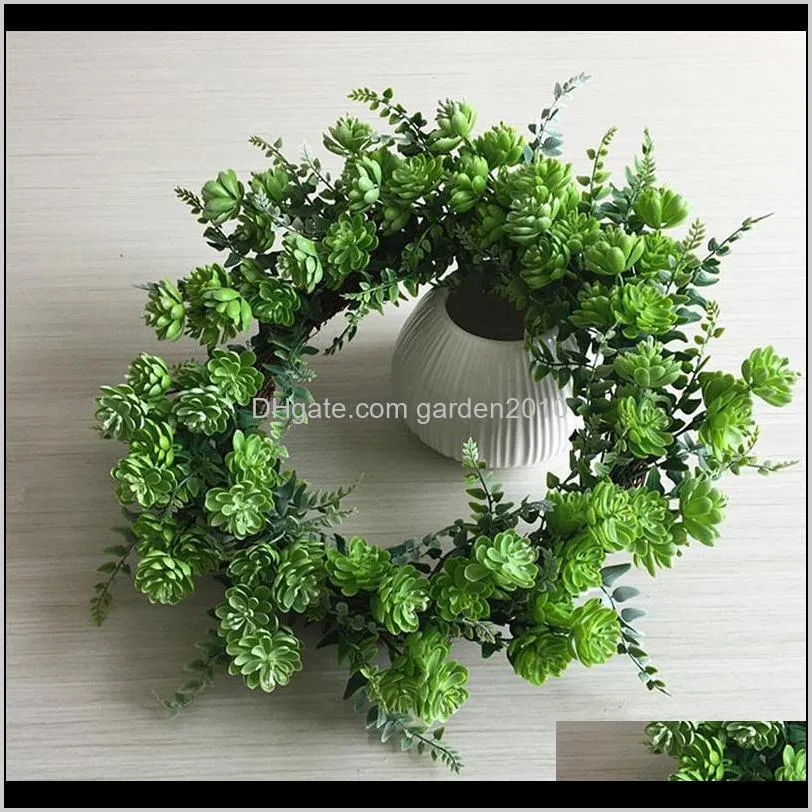 1pc artificial succulent wreath festival decorative garland hanging wreath decor