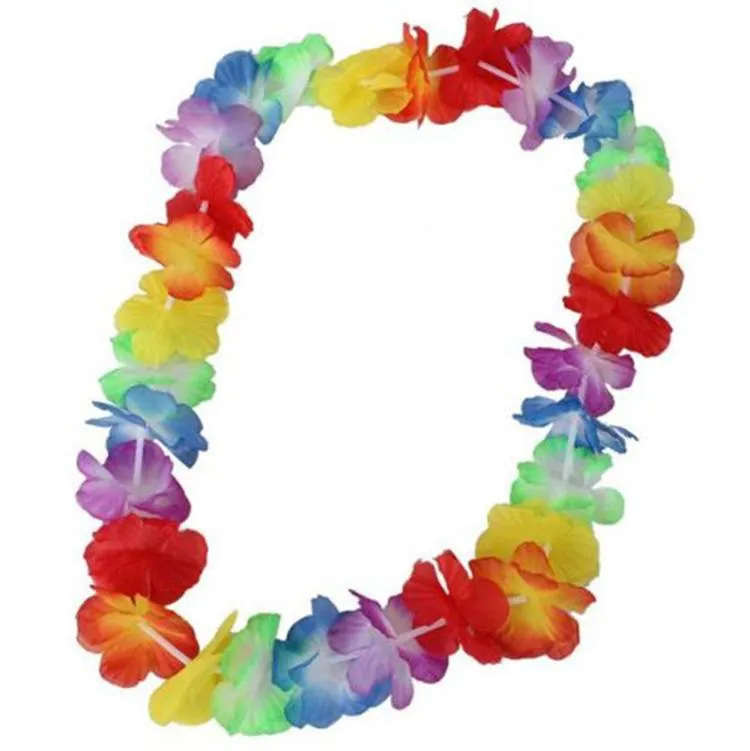 Hawaiian Flower leis Garland Necklace Flowers Fancy Dress Party Hawaii Beach Fun Wedding Party Gift Decration