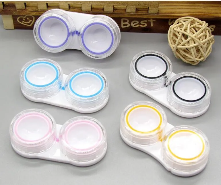 many colors Contacts Lens Case Holder Plastic Objective Travel Portable boxes Storage Container Colorful Eye Box