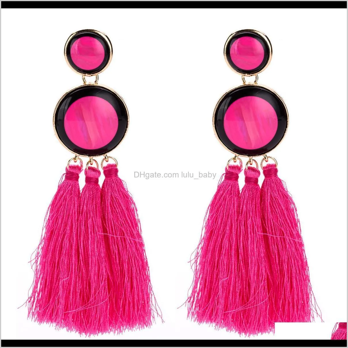 eh8125 exaggerated resin multilayer tassel earrings ring women`s fashion earrings
