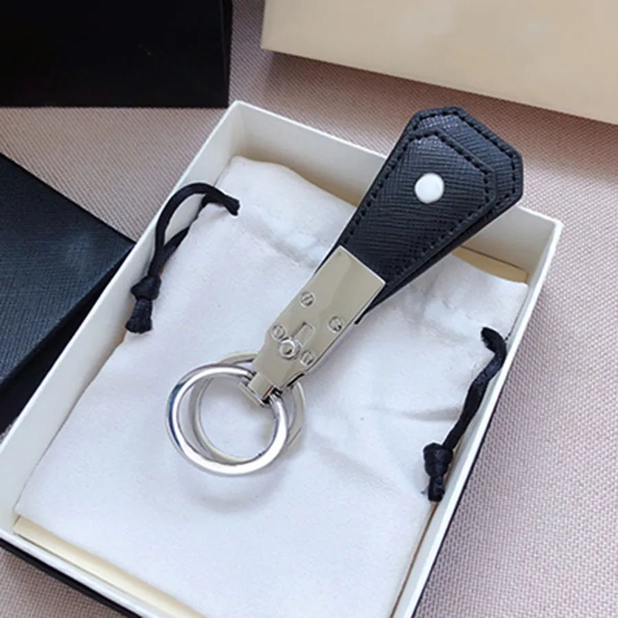 Luxe Designer Classic Key Rings Fine Steel Auto Keys Ring Twee Lagen Kalfketting met Cross Print Top Gift