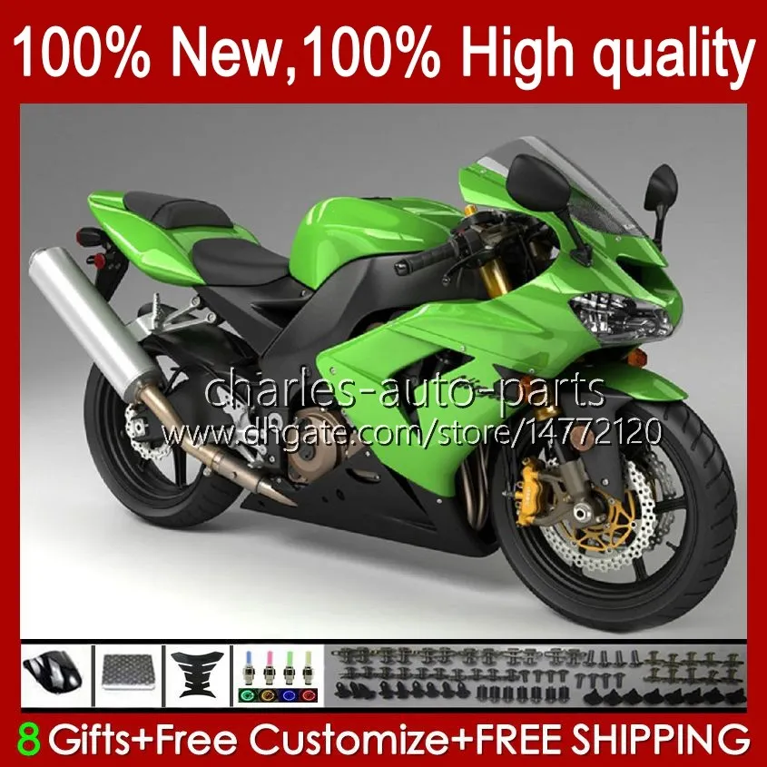 Kawasaki Ninja ZX1000 ZX 1000 CC ZX 10 R ZX-10R 04-05 için Motosiklet Kurumları 9NO.27 ZX1000C ZX10R 04 05 ZX1000CC 1000CC ZX 10R 2004 2005 Bodys Kiti Factroy Yeşil