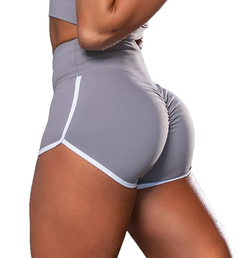 Women's High Waisted Yoga Shorts Booty Scrunch Butt Lifting Tummy Control  Shorts 